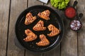 Fried chicken wings grill on grill pan Royalty Free Stock Photo