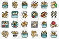 Fried chicken wings icons set vector flat Royalty Free Stock Photo