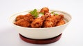Fried Chicken Wings In Oriental Bowl: A Dansaekhwa-inspired Delight
