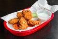 Fried chicken wings with ranch dressing Royalty Free Stock Photo