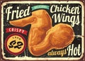 Fried chicken wings restaurant menu sign