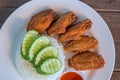 Fried chicken wings with rice