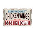 Fried chicken wings vintage rusty metal sign on a white background
