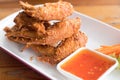 Fried chicken wings on white dish Royalty Free Stock Photo