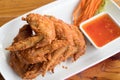 Fried chicken wings on white dish Royalty Free Stock Photo