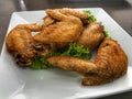 Fried chicken wings in a white dish Royalty Free Stock Photo