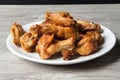 Fried chiken wings in the white plate Royalty Free Stock Photo