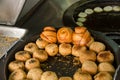 Fried chinese bun in food market, Taipei, Taiwan. Royalty Free Stock Photo