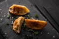 Fried Chinese dumpling called Gyoza, kind of asian food Royalty Free Stock Photo