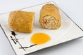 Fried chinese egg roll and sauce