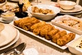 Fried Chinese Egg Rolls / Borek at dinner table. Royalty Free Stock Photo