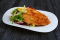 Fried chop pork cutlet with potato and ketchup Royalty Free Stock Photo