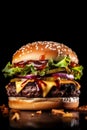 meat fast fat food beef sandwich burger snack food fast hamburger. Generative AI.
