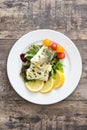 Fried cod fillet and salad Royalty Free Stock Photo