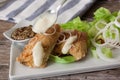 Fried cod and salad Royalty Free Stock Photo
