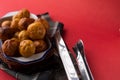 Fried colombian potatoes from a basket