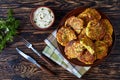 Fried corn fritters on a plate Royalty Free Stock Photo