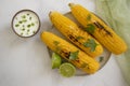 Fried corn, lime  a light background Royalty Free Stock Photo