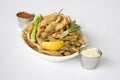 Fried crab claw dinner cocktail and tarter sauce Royalty Free Stock Photo
