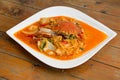Fried crab in yellow curry, Stir-fried crab curry Royalty Free Stock Photo