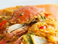 Fried crab in yellow curry, Stir-fried crab curry Royalty Free Stock Photo