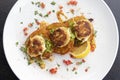 Fried Crabcake dinner with fried green tomato Royalty Free Stock Photo