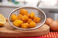 Fried cream Ascolana called crema fritta all`Ascolana is a traditional dish of Ascoli Piceno area in Marche region