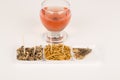 Fried crickets molitors locusts insects glass wine