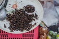 Fried crickets for thai food sold in fresh markets Royalty Free Stock Photo