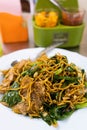 Fried crispy noodles with pork and vegetable