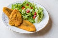 Fried Crispy Sardine Fish Plate with Salad / Seafood Sardalya Royalty Free Stock Photo