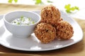 Fried crispy zucchini and feta balls