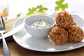 Fried crispy zucchini and feta balls Royalty Free Stock Photo