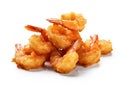 Fried crunchy shrimps prawns on white background.Macro.AI Generative Royalty Free Stock Photo