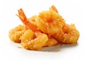 Fried crunchy shrimps prawns on white background.Macro.AI Generative Royalty Free Stock Photo