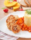 Fried cutlets, stewed pumpkin Royalty Free Stock Photo