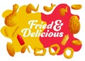 Fried and delicious meal flat vector illustration