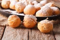 Fried donuts Castagnole close-up on the table. Horizontal Royalty Free Stock Photo