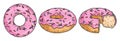 Fried donuts colorful elements set