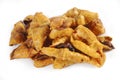Fried dried squid spicy on white background Royalty Free Stock Photo