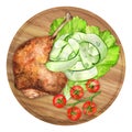 Fried duck leg confit with vegetables watercolor Royalty Free Stock Photo