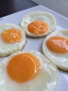 Fried egg for american breakfast in cafe hotel