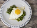 Fried egg with asparagus. Milanese traditional dish.