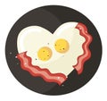 Fried egg and bacon in heart shape vector Royalty Free Stock Photo