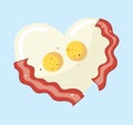 Fried egg and bacon in heart shape vector Royalty Free Stock Photo