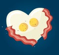 Fried egg and bacon in heart shape vector Royalty Free Stock Photo