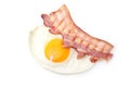 Fried egg and bacon isolated on white background Royalty Free Stock Photo