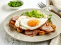 Fried egg, bacon and toasted bread Royalty Free Stock Photo