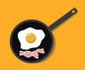 Fried egg with bacon vector