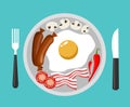 Fried egg with bacon vector